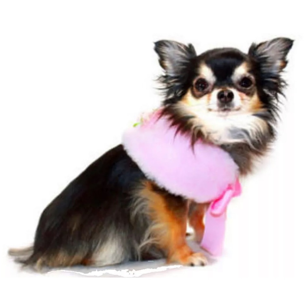 Hip Doggie Luxe Faux Fur Cape XLarge Pink Embellished Rhinestones Flower NWT